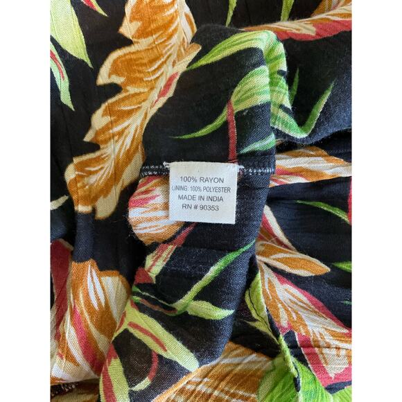 Kings Road Womens Tiered Tropical Midi Dress Smocking Bodice Empire Waist Size L - Picture 6 of 6